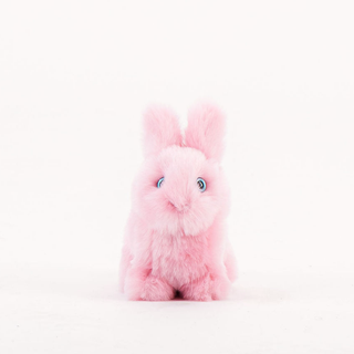 Vue de face lapin Léon rose, La Pelucherie fabrication française 