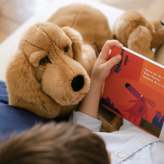 Doudou animal de compagnie, chien en peluche, cousu main, fabriqué en Italie, La Pelucherie