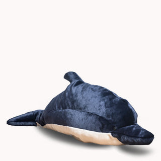 Peluche Dauphin géante, bleu marine, garantie à vie, made in Italy, La Pelucherie