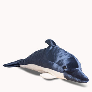 Peluche Dauphin géante, bleu marine, garantie à vie, made in Italy, La Pelucherie