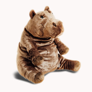Hippopotame, animal en peluche, réaliste, cousu main, marque française, La Pelucherie