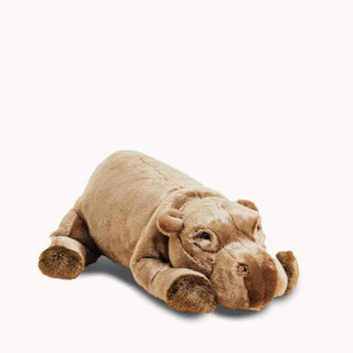 Peluche hippopotame allongé, luxe, cousue main, La Pelucherie