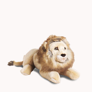 Peluche animal lion, vue de face, réaliste, marque française, La Pelucherie