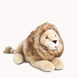 Peluche animal grand lion, vue de face, cousu main, marque française, La Pelucherie