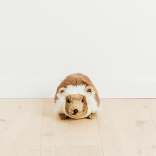 Petite peluche, marron et blanche, vue de face, réaliste, made in Italy, La Pelucherie